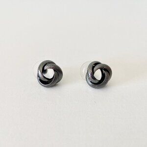 Gunmetal Grey Knot Stud Earrings